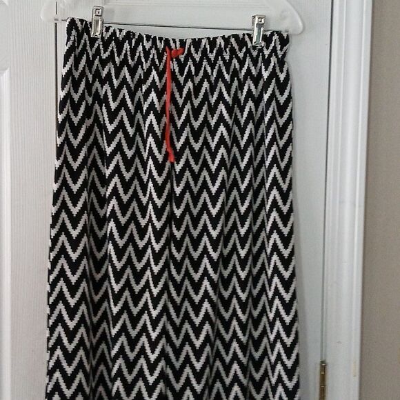 All Dazzled Up black white chevron lounge wide leg elastic waist  pants Sz 1X - Picture 3 of 7